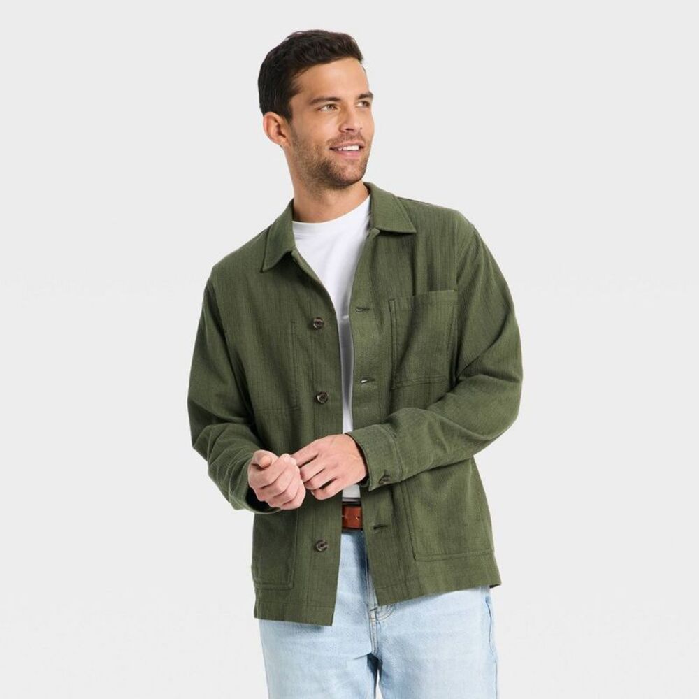 Men's Long Sleeve Collared Button-Down Shirt - Goodfellow & Co Dark Green XL